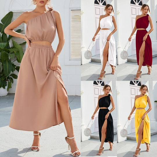 Damen Wickelkleid mit asymmetrischem Ausschnitt und Schwungvollem Saum EB