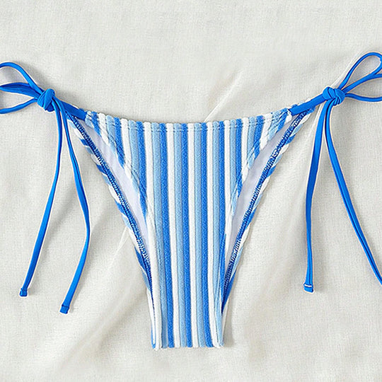 Damen Bikinislip mit verstellbaren Trägern und gestreiftem Design EB