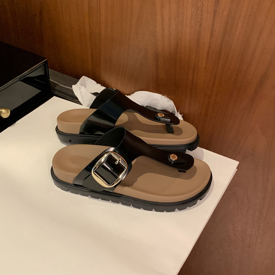 Damen Sandalen mit dekorativem Schnallenverschluss und komfortabler Fußbettgestaltung EB