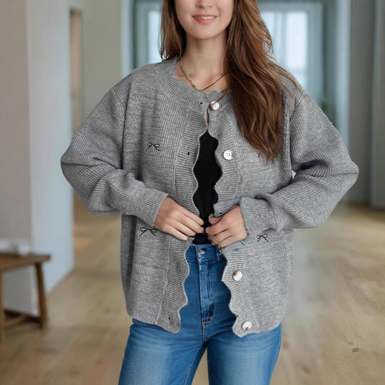 Damen Strickjacke mit verspieltem Knopf-Detail und schöner Struktur EB
