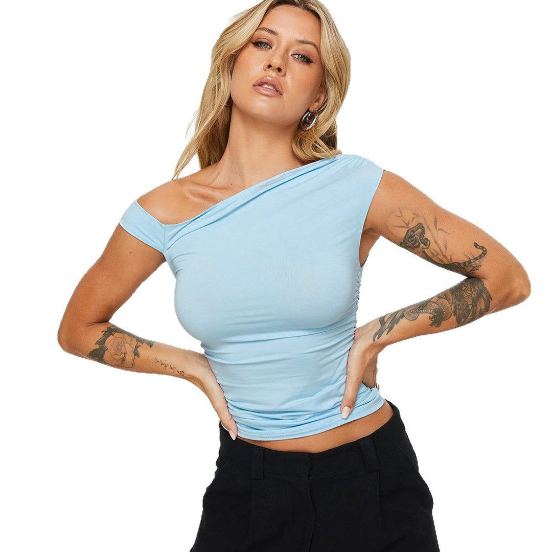 Damen asymmetrisches Oberteil mit schickem Wickeldesign EB