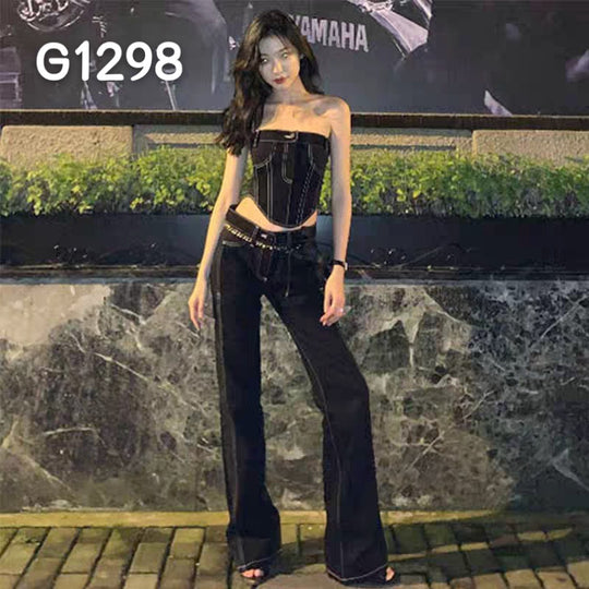 Damen Elegante Corsage-Bluse mit transparenten Ärmeln EB