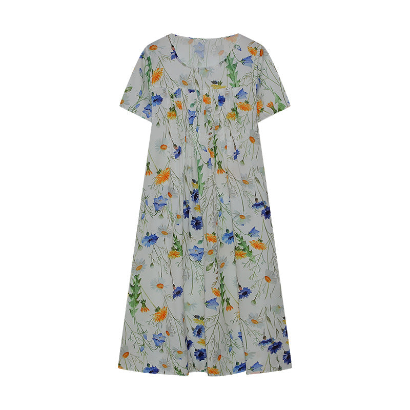Damen Maxikleid mit floralem Design und weiten Ärmeln EB