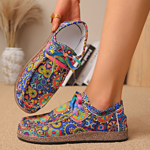 Damen Freizeit Sneaker mit buntem Muster und komfortablem Fußbett EB