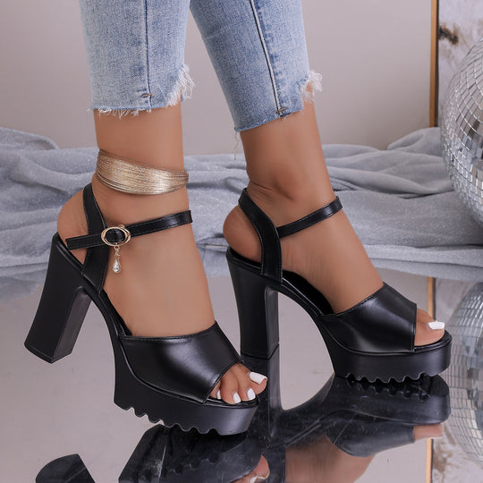 Damen Elegante Plateau-Sandalen mit Klickverschluss EB