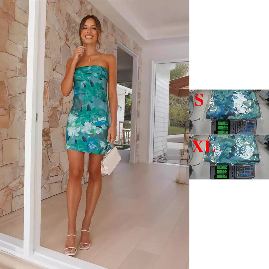 Damen Bandeau-Kleid mit floralen Akzenten und tailliertem Schnitt EB