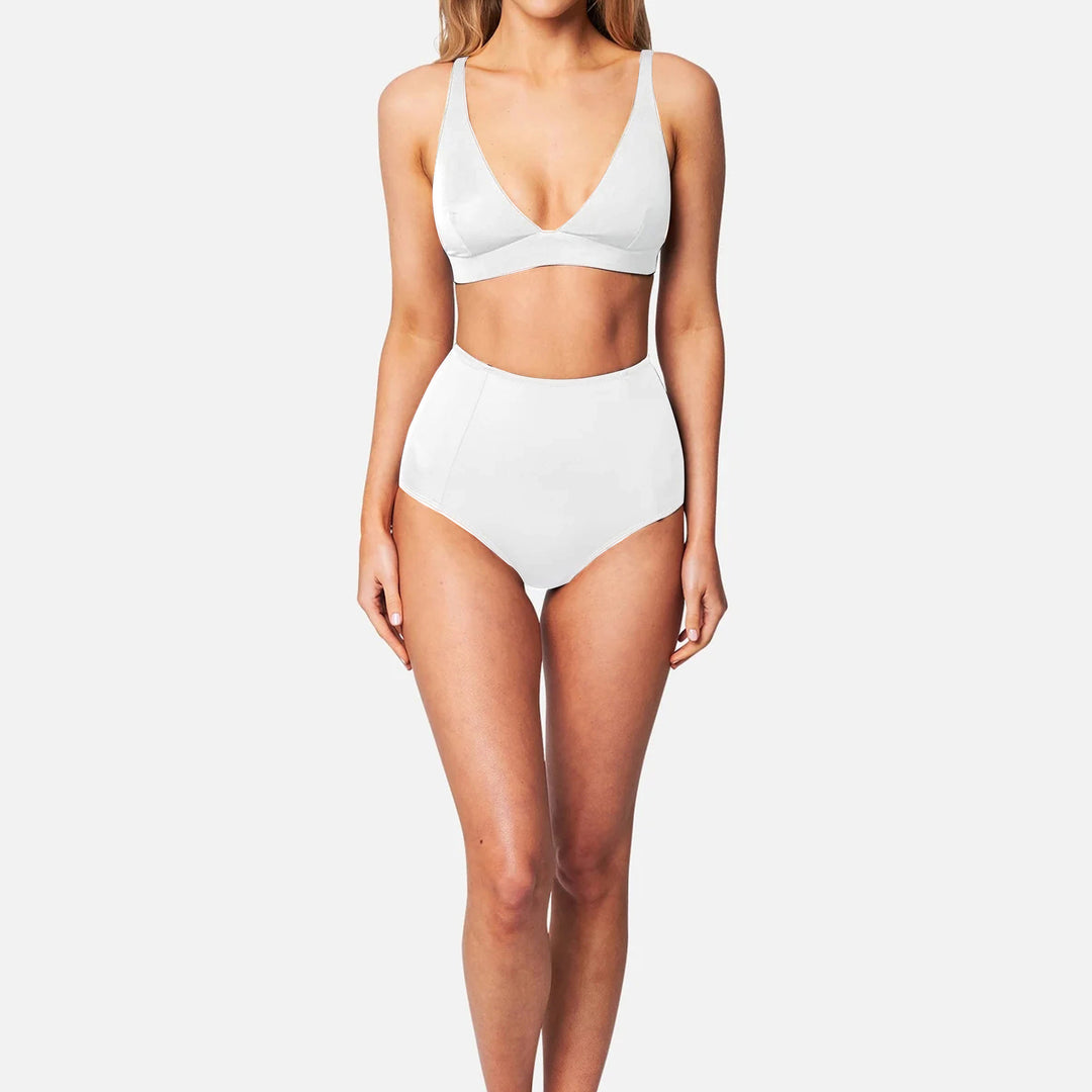 Damen Hochgeschnittener Bikini mit tiefem V-Ausschnitt EB