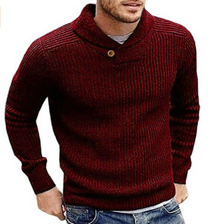 Herren Grobstrick Rollkragenpullover mit Knopfdetails EB