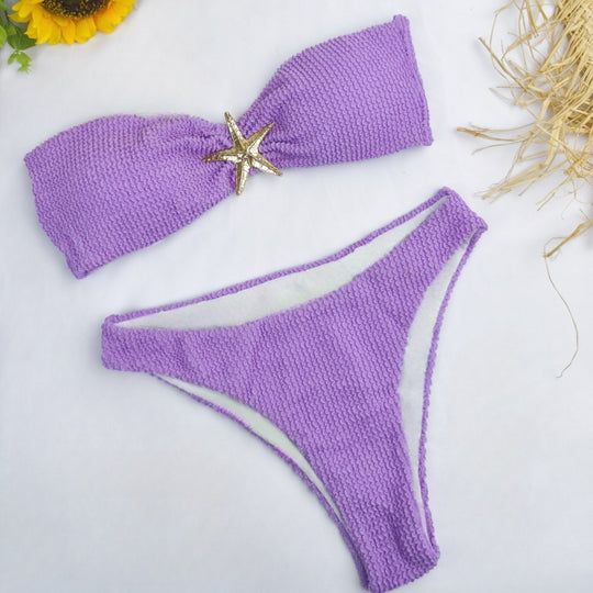 Damen Bandeau-Bikini mit funkelndem Sternen-Detail EB