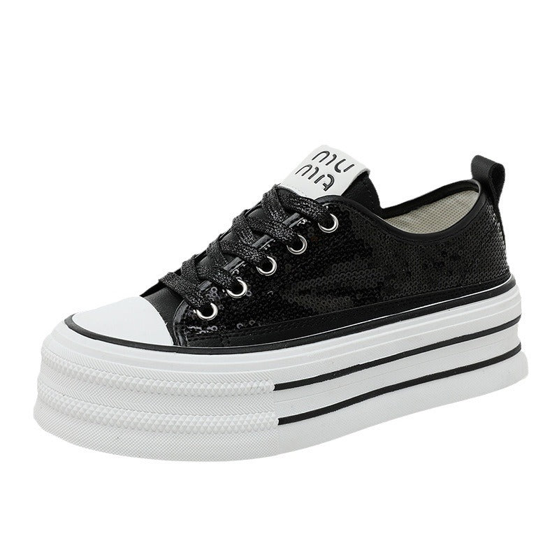 Damen Glitzernde Plateau Sneakers mit komfortablem Design EB
