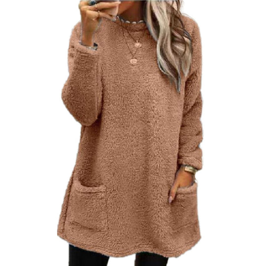 Damen kuscheliger Oversized-Pullover mit Taschen EB