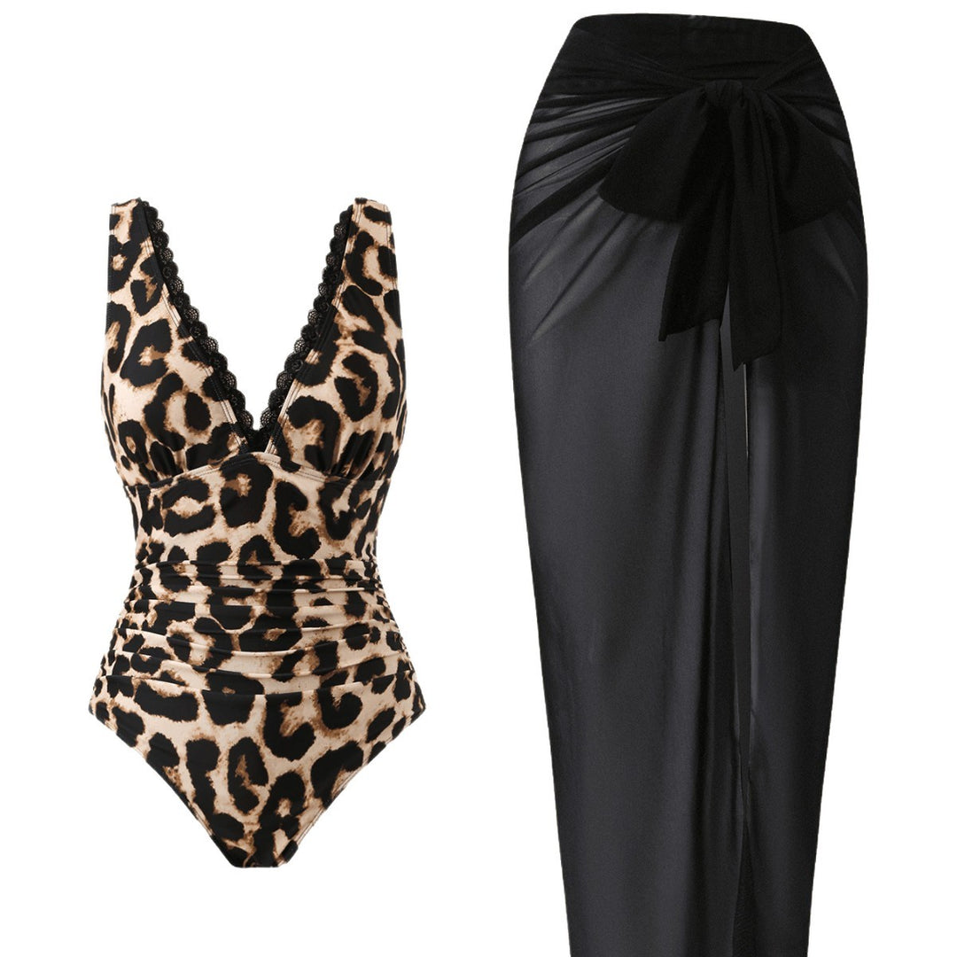 Damen Badeanzug mit drapiertem Rock EB