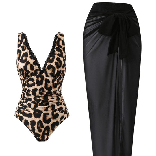 Damen Badeanzug mit drapiertem Rock EB