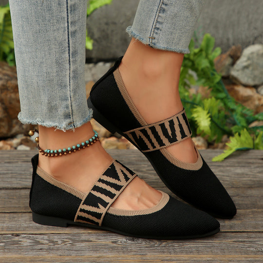 Damen Ballerinas mit modischem Riemen und bequemem Fußbett EB