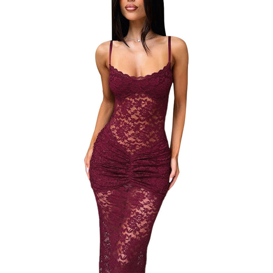 Damen Spitzen-Maxikleid mit raffiniertem Design EB