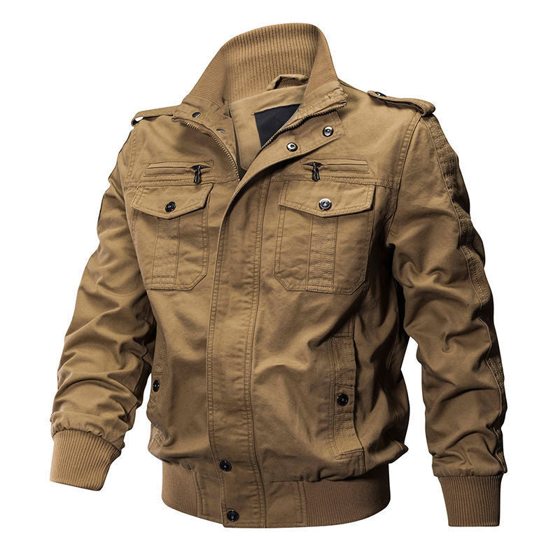 Herren nan Canvas-Utility-Blouson mit hochgeschlossenem Stehkragen, Pattentaschen und elastischem Saum EB