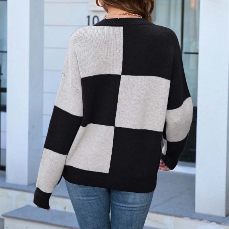 EB | Kariert Strickpullover Acryl Komfortabel, Modern