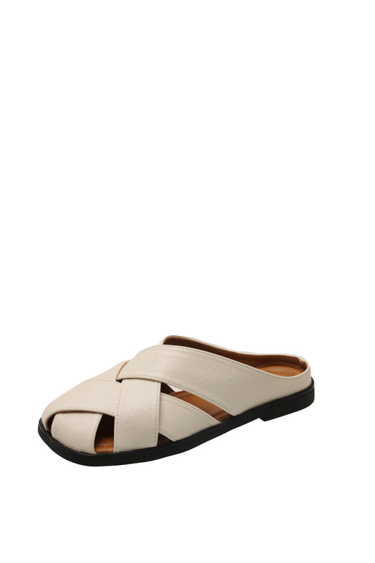 Damen Offene Mules mit geflochtenem Obermaterial und anatomischem Fußbett EB