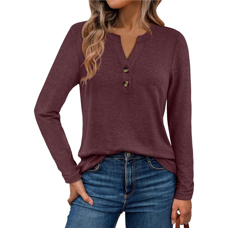 Damen Langarmshirt mit Knopfdetails EB