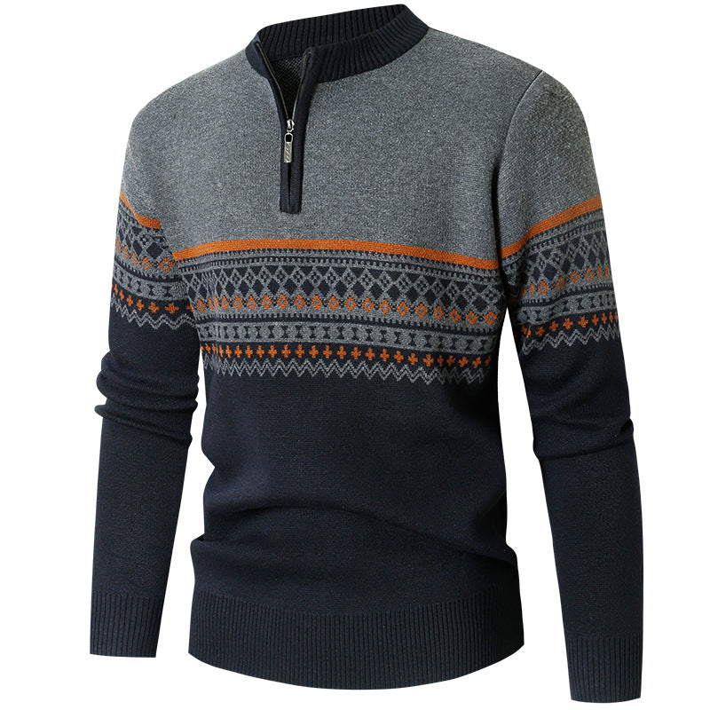 Herren Pullover mit modernem Reißverschluss und geometrischem Muster EB