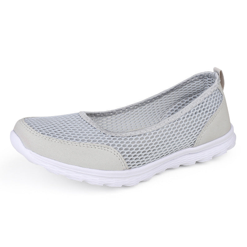 Damen nan atmungsaktive Netz-Ballerina-Sneaker mit flexibler rutschfester Laufsohle und gepolstertem Fußbett EB