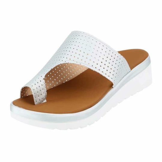 Damen nan lässige Zehensteg-Slipper mit gelochtem Soft-Obermaterial und dämpfender Keilsohle EB