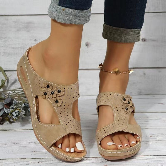 Damen modische Komfortsandalen mit floralem Design EB