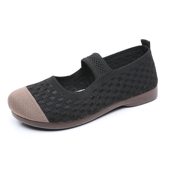 Damen Bequeme Ballerinas mit flexiblem Gummiband und atmungsaktivem Obermaterial EB