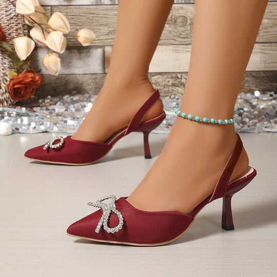 Damen Slingback-Pumps mit funkelndem Schleifen-Detail EB