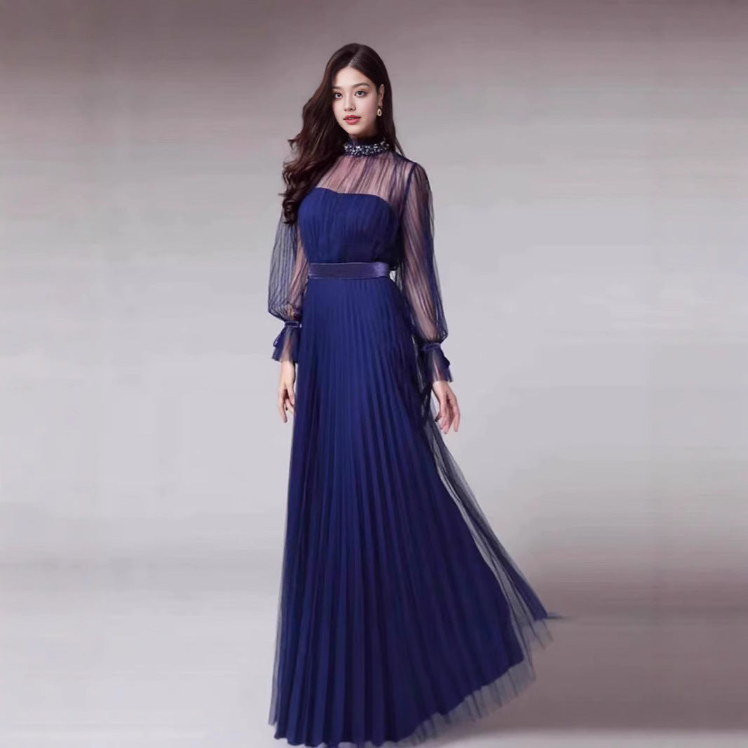 Damen Elegantes Maxikleid mit schimmerndem Chiffon und verspielten Rüschendetails EB