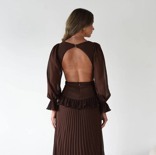 Damen Maxi-Kleid mit weitem Schnitt und Rüschendetails EB