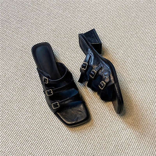 Damen modische Slingback Sandalen mit dekorativen Riemen und eleganten Schnallen EB