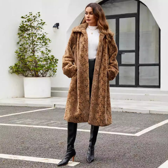 Damen Eleganter Kunstpelzmantel EB