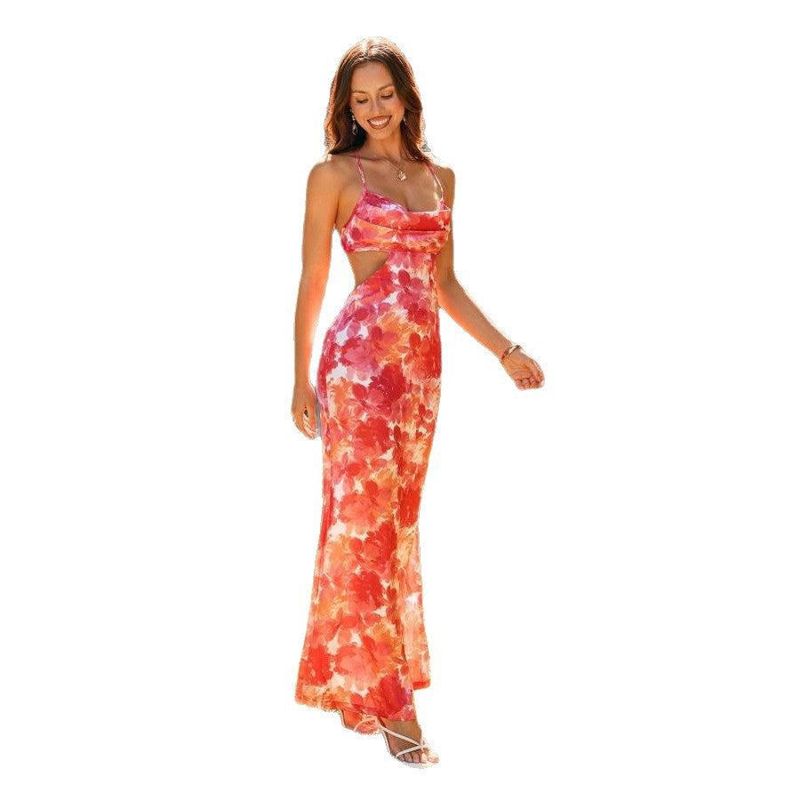 Damen Maxikleid mit Cut-Out und floralem Design EB