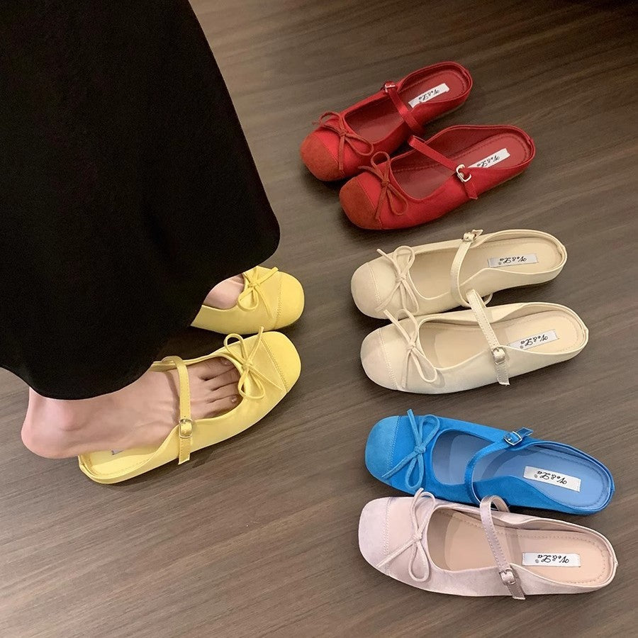 Damen Ballerinas mit modischem Riemchen und eleganter Schleifenapplikation EB