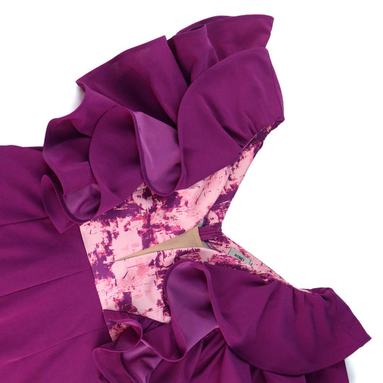 Damen eleganter Jumpsuit mit voluminösen Rüschendetails EB
