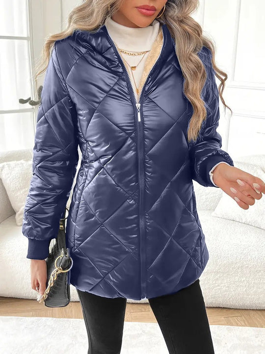 Damen Steppjacke mit Teddyfutter und Kapuze EB