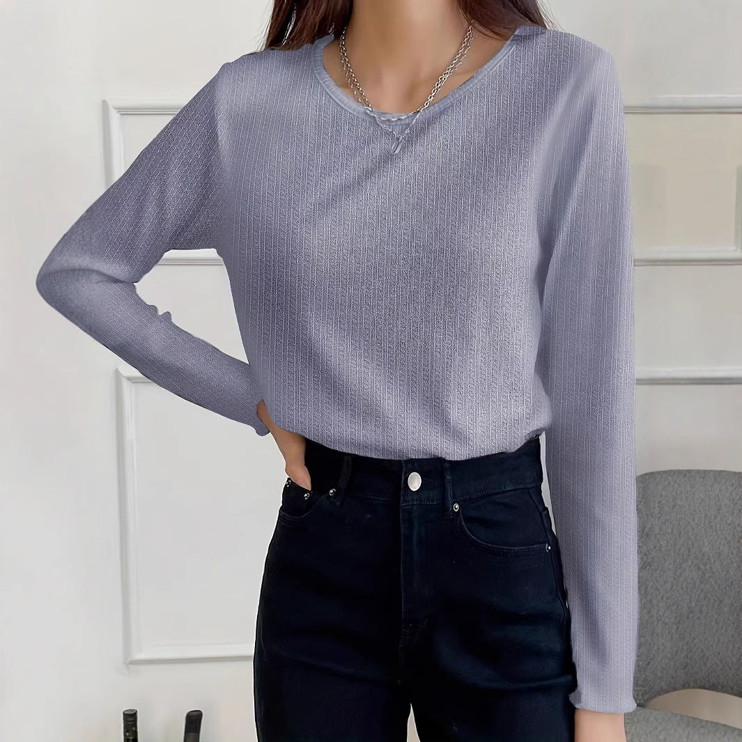 Damen Langarmshirt mit strukturiertem Feinstrick EB