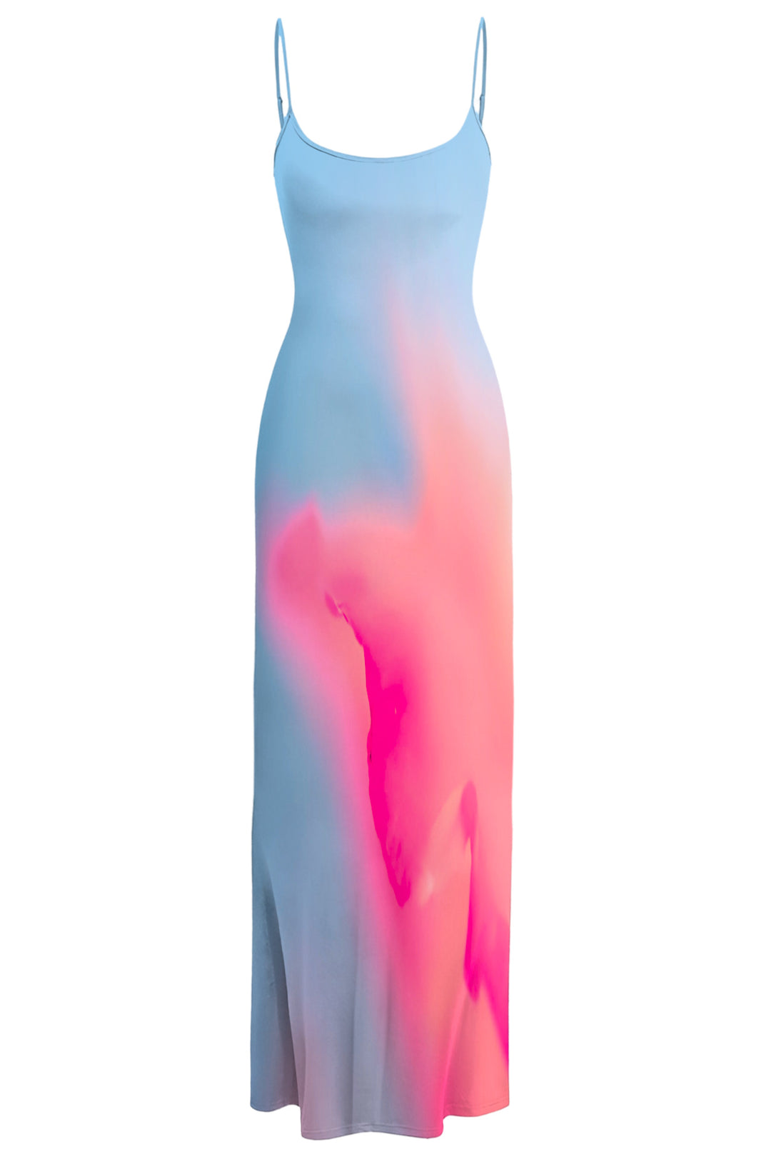 Damen elegantes Langkleid mit zartem Farbverlauf und Spaghettiträgern EB