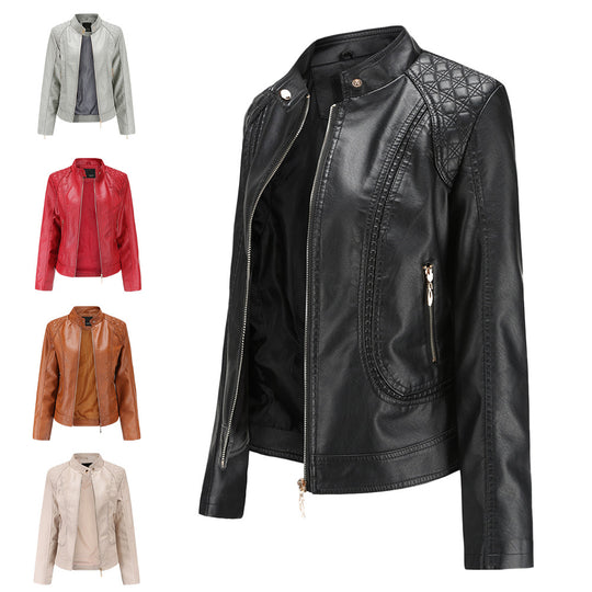 Damen Kunstlederjacke mit modischen Steppdetails EB