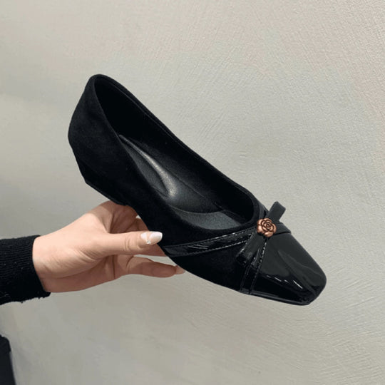 Damen Elegant geschnürte Ballerinas mit dekorativer Schleifenverzierung EB