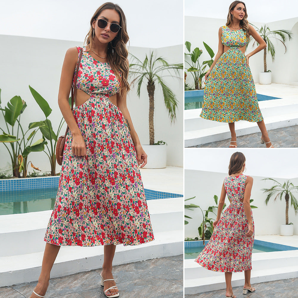 Damen Sommerkleid mit Cut-Out und floralen Motiven EB