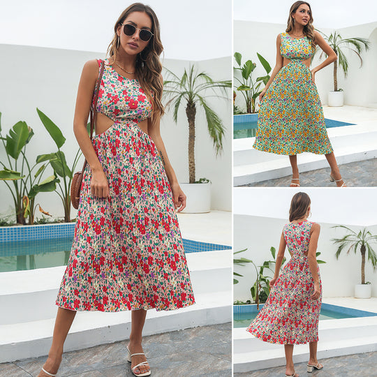 Damen Sommerkleid mit Cut-Out und floralen Motiven EB