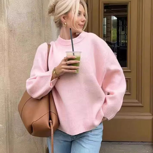 Damen lässiger Pullover mit überschnittenen Schultern EB