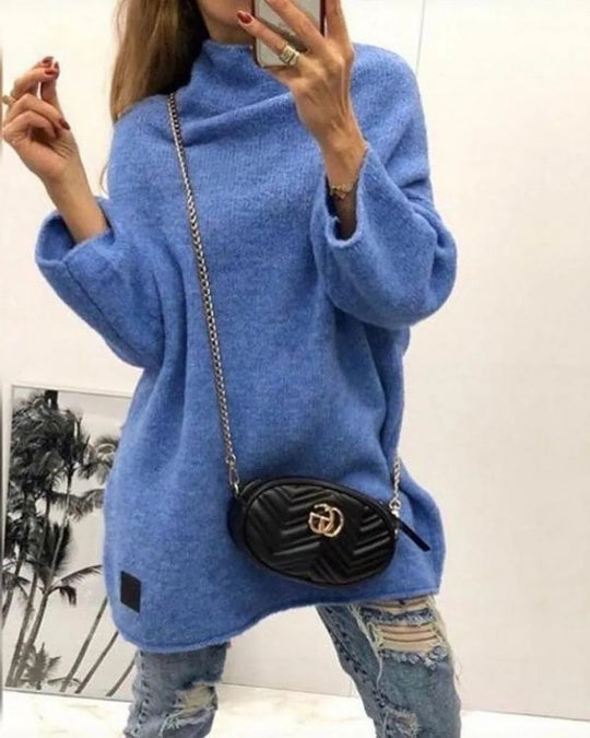 Damen großzügig geschnittener Strickpullover mit weitem Bündchen und modischem Schnitt EB