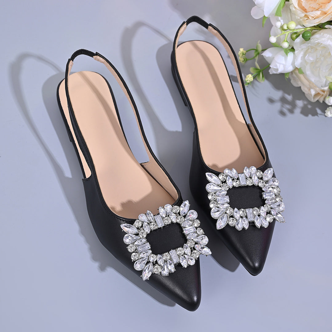 Damen elegante Slingback-Pumps mit funkelndem Strassdetail EB