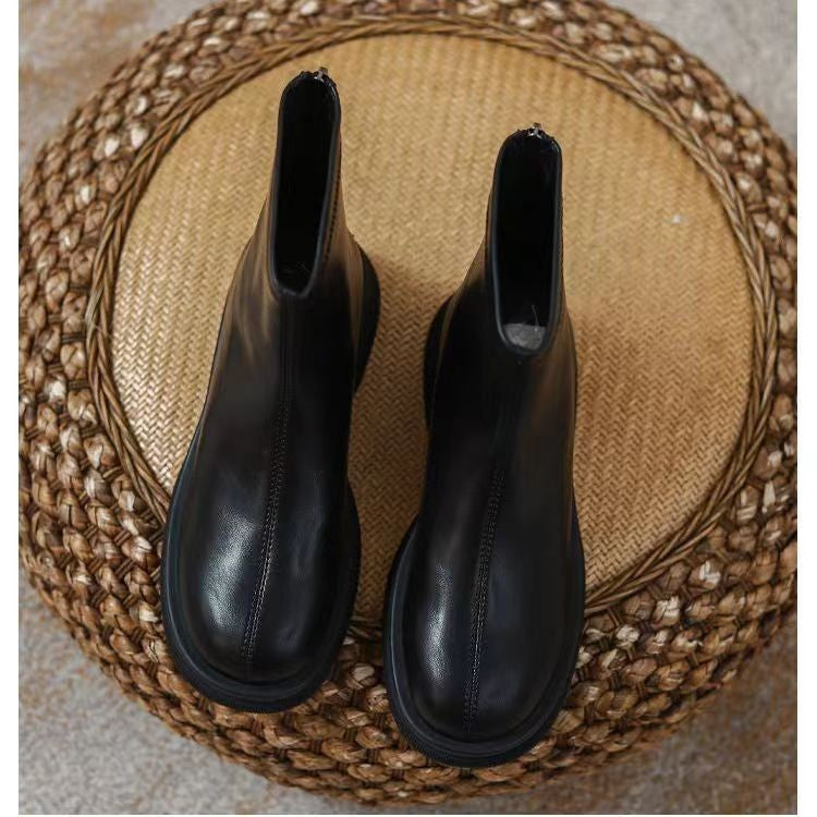 Damen Elegante Stiefeletten mit seitlichem Reißverschluss und robuster Gummisohle EB