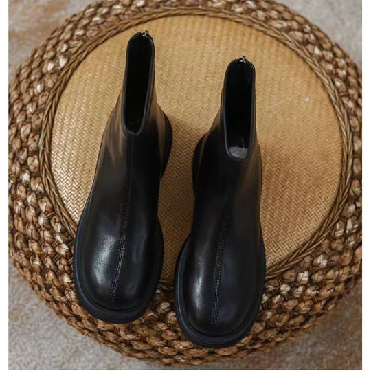 Damen Elegante Stiefeletten mit seitlichem Reißverschluss und robuster Gummisohle EB