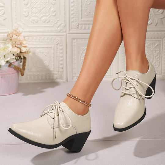Damen Modische Schnürschuhe mit Blockabsatz EB