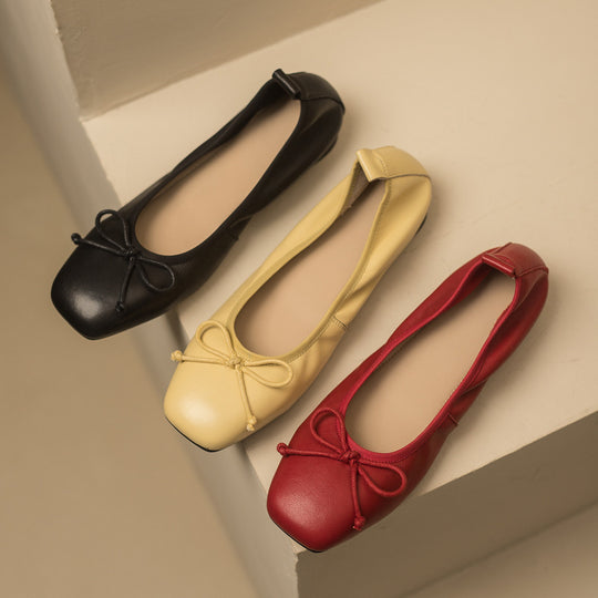 Damen Bequeme und stilvolle Ballerinas mit Schleifenakzent EB